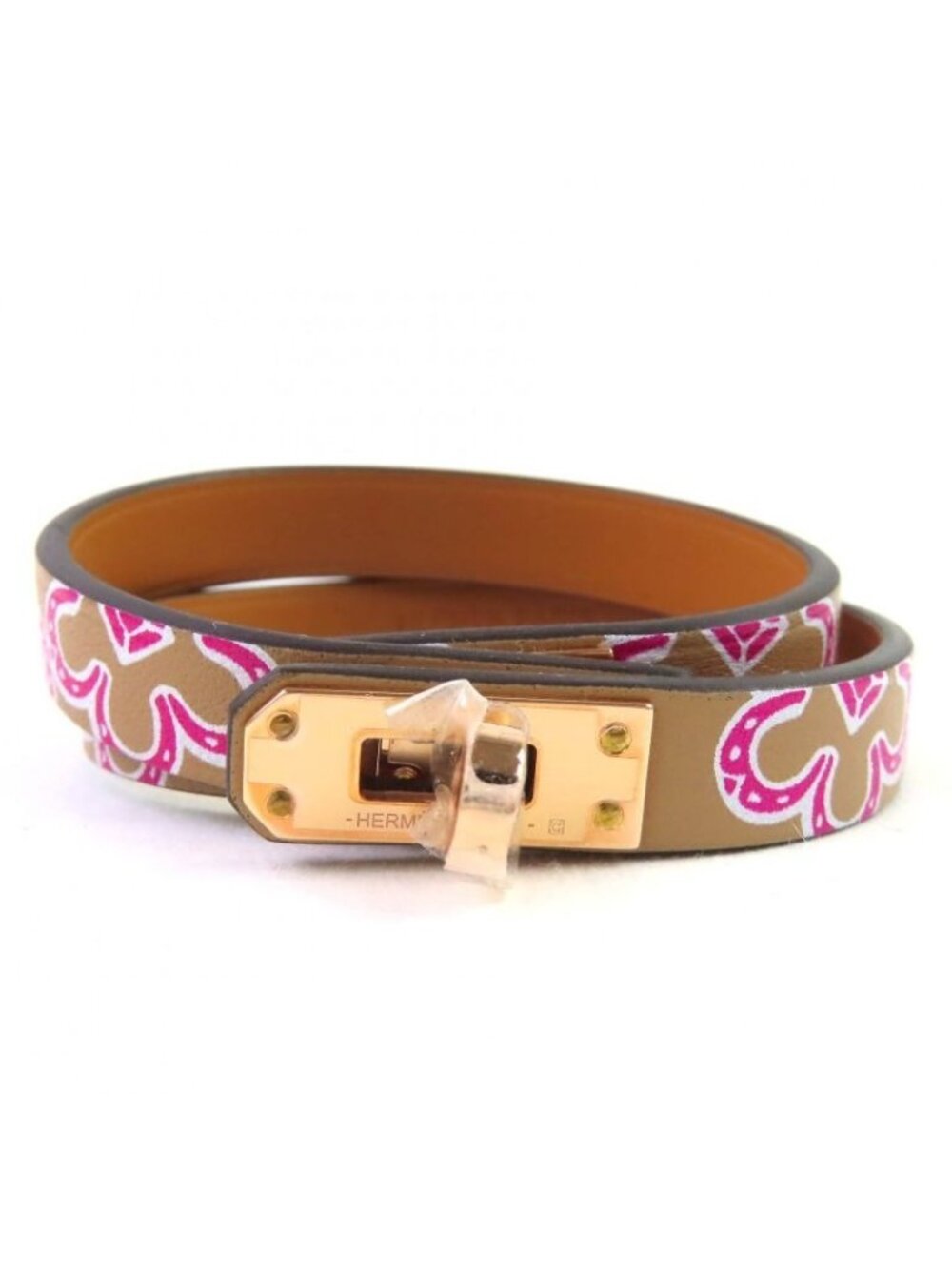 Hermes Mini Kelly Double Tour Lucky Daisy Leather Bracelet Brown